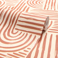 Raffia Curves Wallpaper in Terracotta on Cream