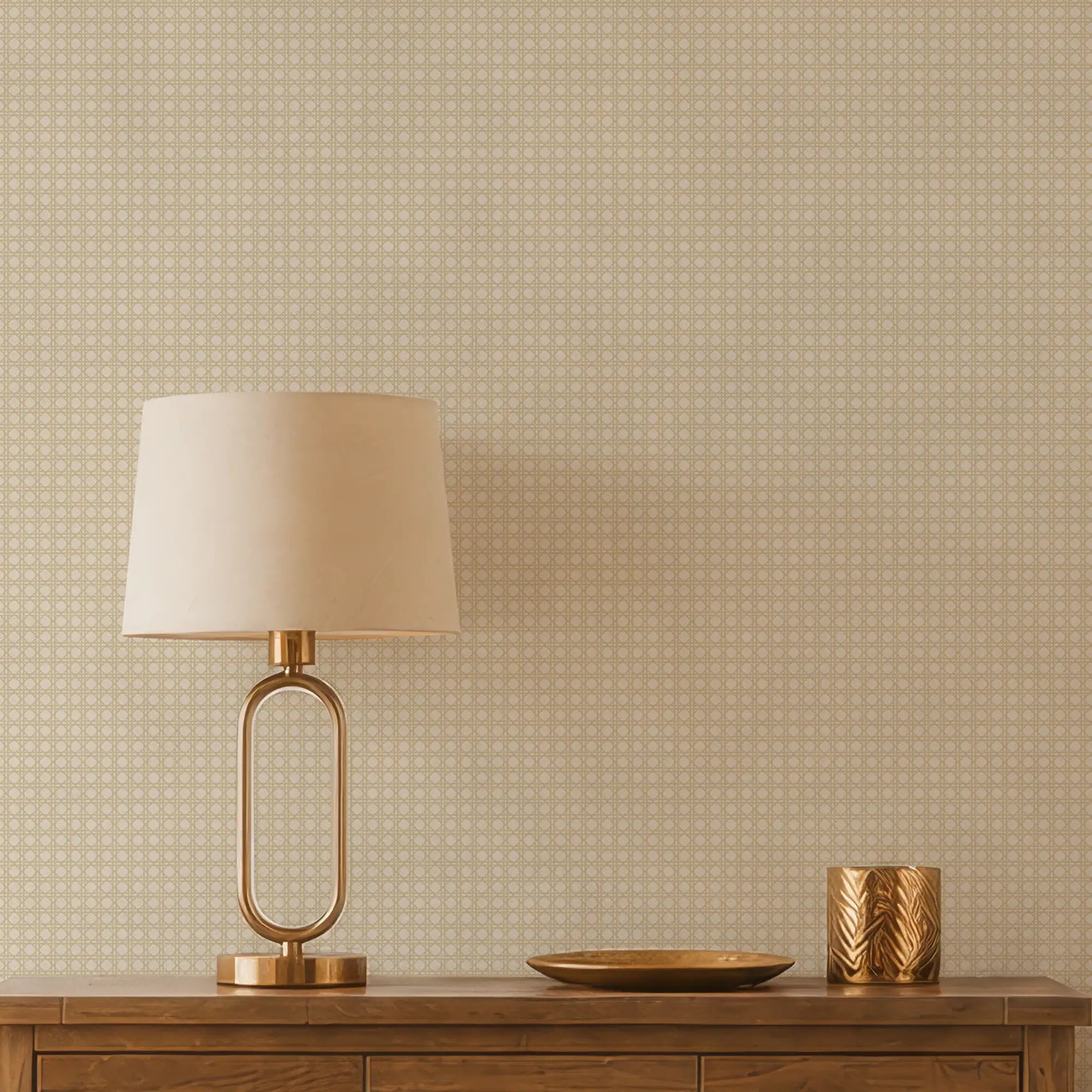 Rattan Wallpaper in Cream