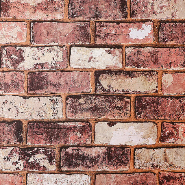Ancoats Brick Wallpaper in Red