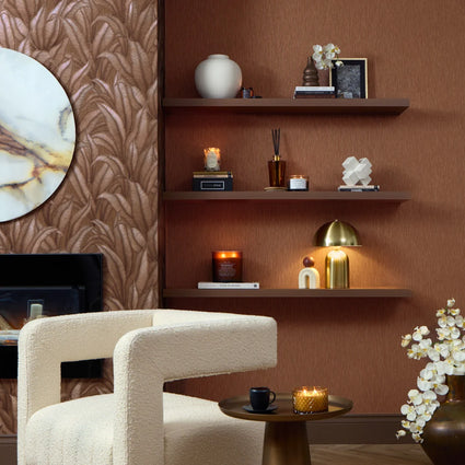 Riviera Plain Wallpaper in Copper