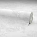 Romantic Roses Wallpaper in Grey on White