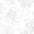 Romantic Roses Wallpaper in Grey on White