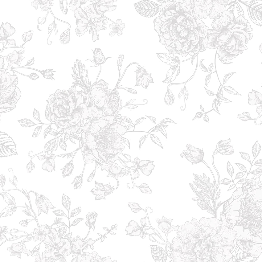 Romantic Roses Wallpaper in Grey on White