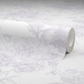 Romantic Roses Wallpaper in Lavender on White