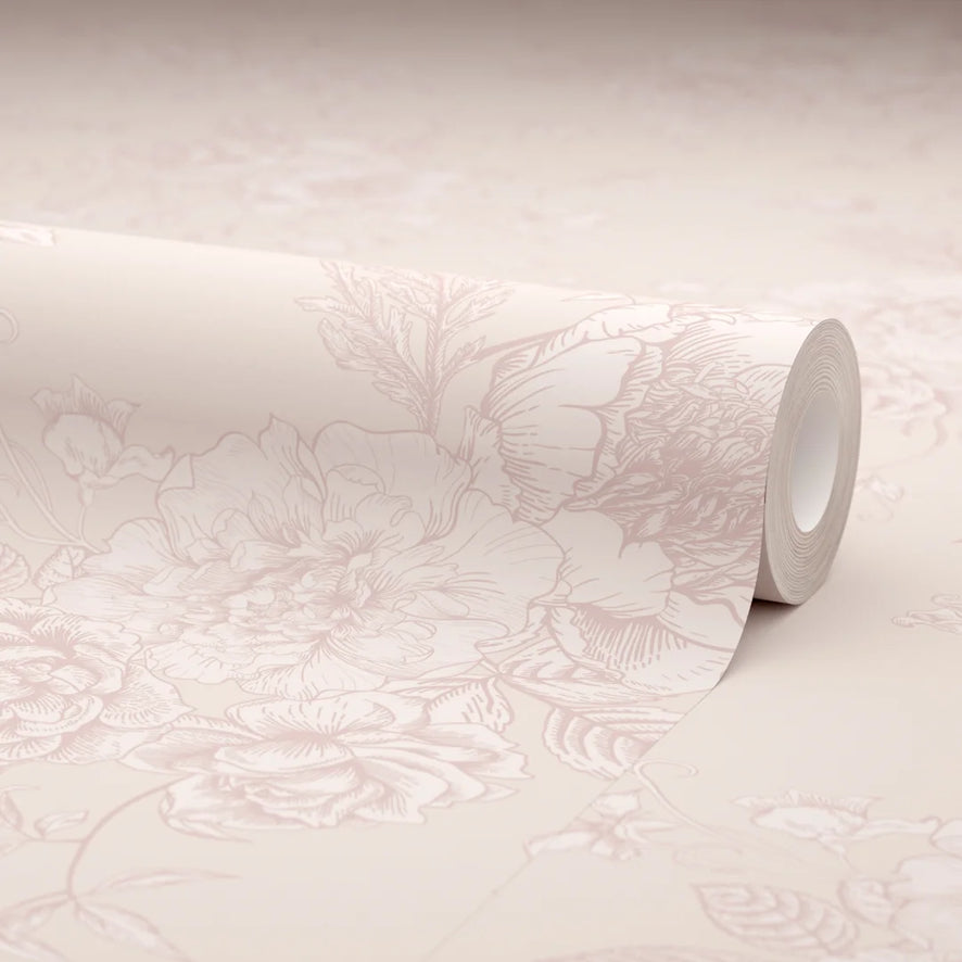 Romantic Roses Wallpaper in Pink