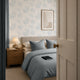 Romantic Roses Wallpaper in Soft Blue on White
