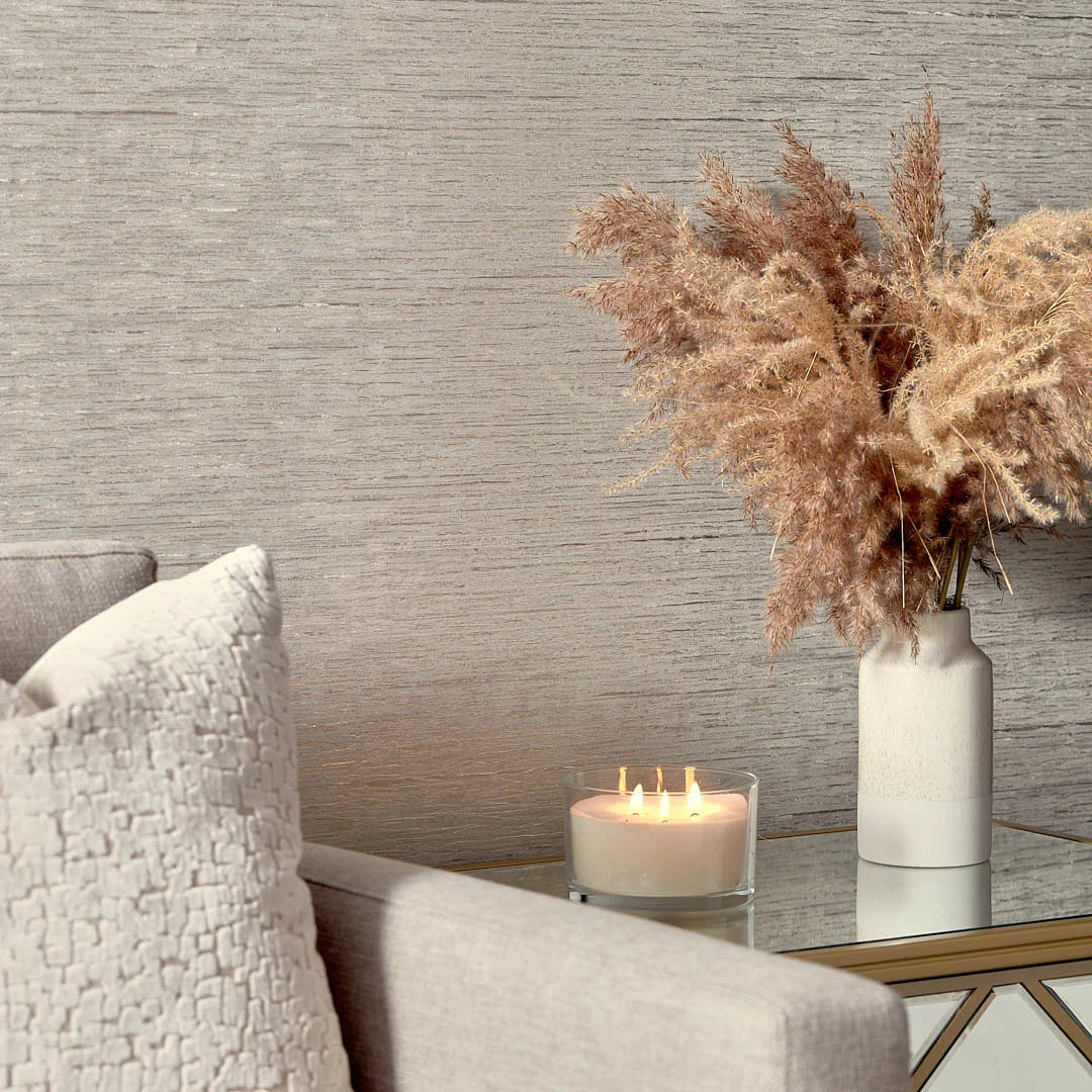 Sahara Metallic Wallpaper in Griege with Metallic Silver