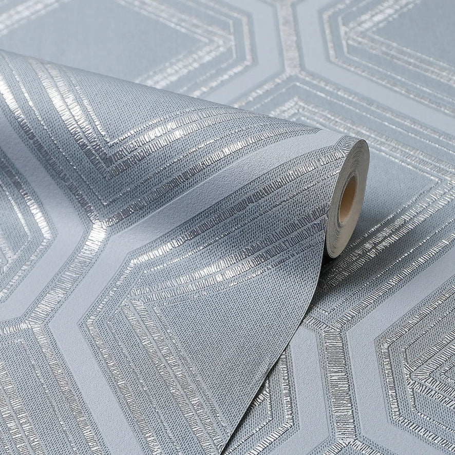 Regal Geo Wallpaper in Slate Grey