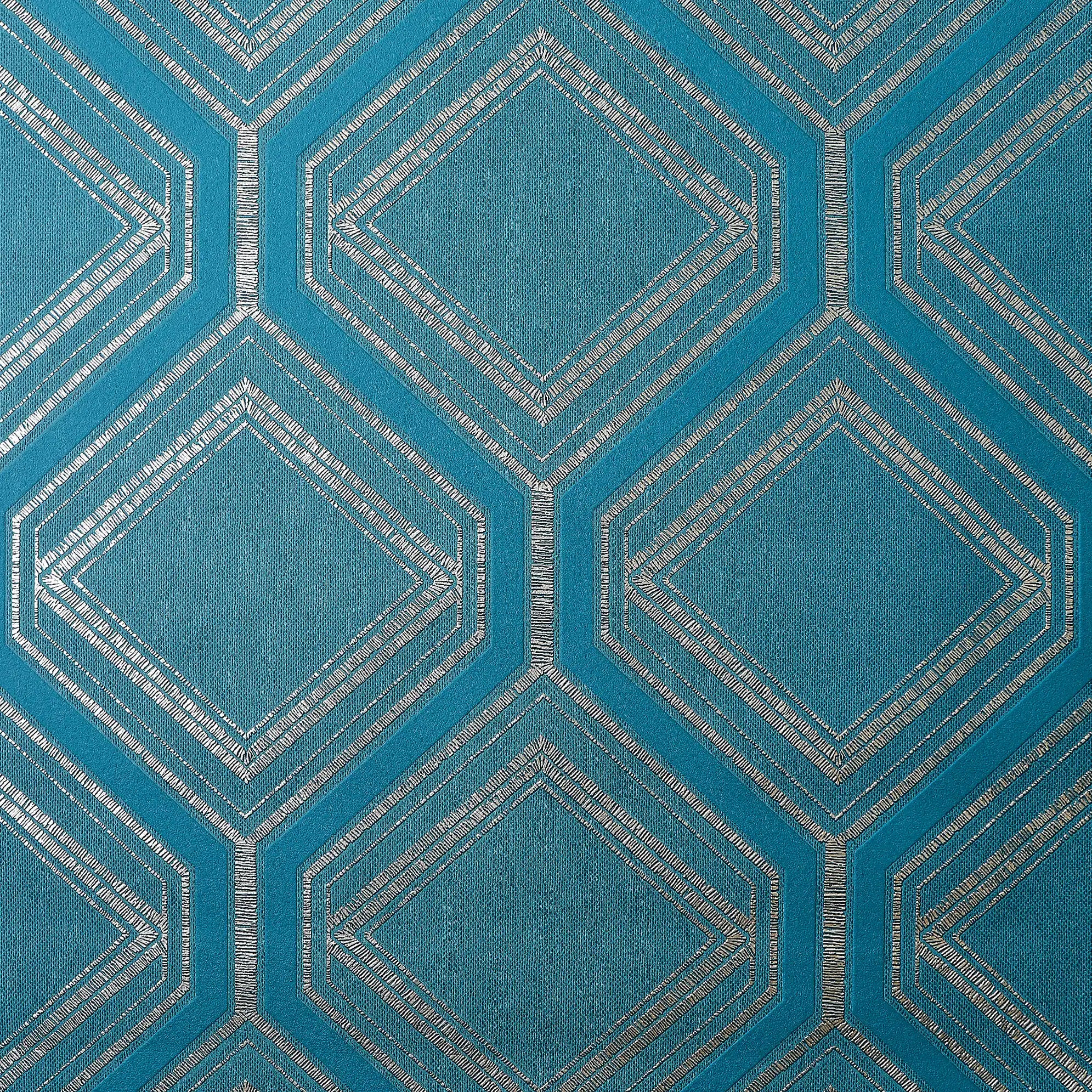 Regal Geo Wallpaper in Teal