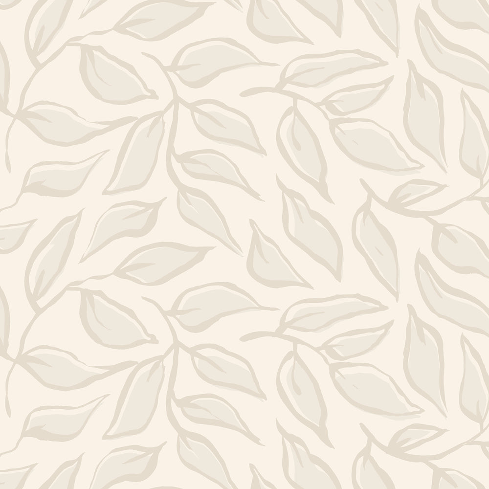 Scattered Leaf Wallpaper in Almond Latte