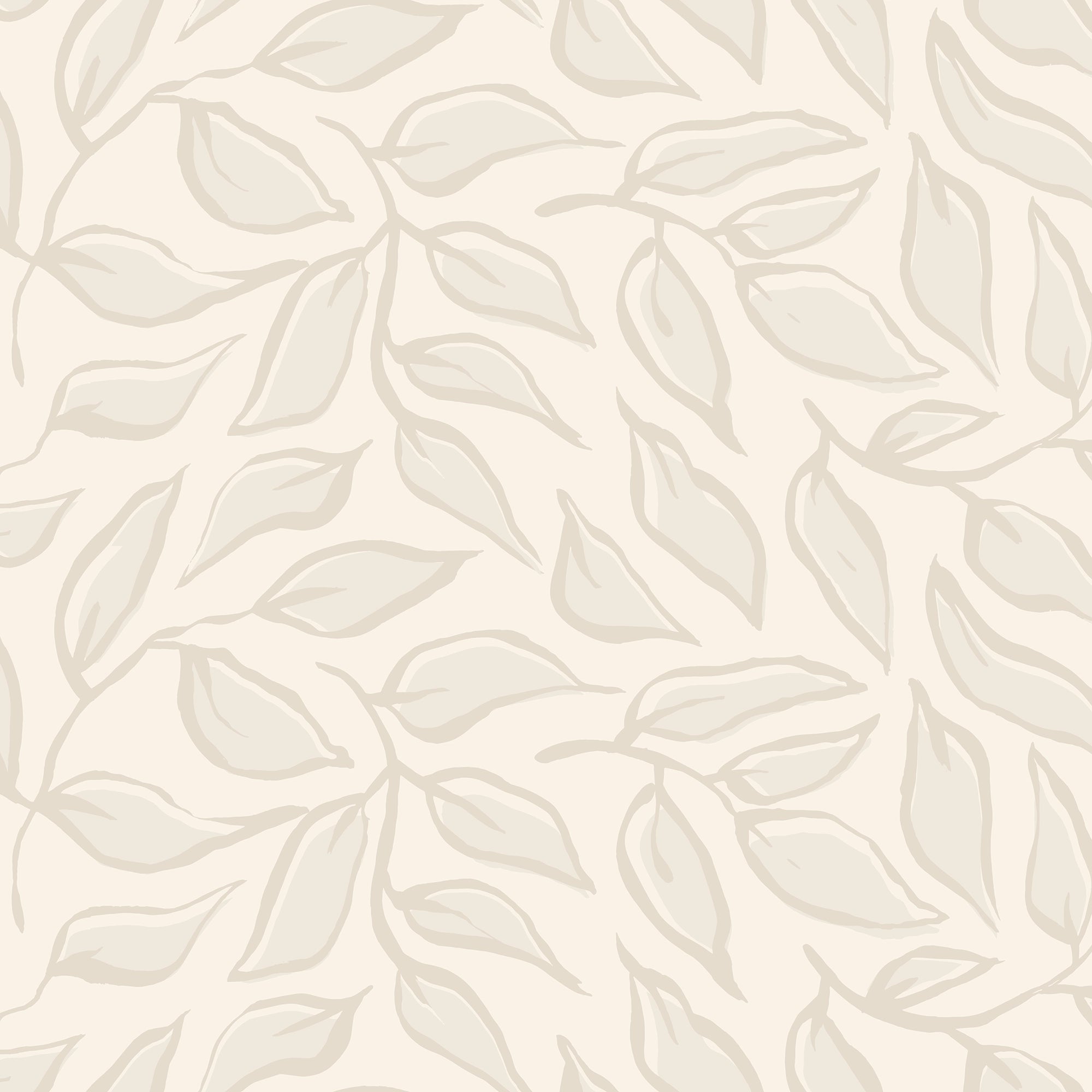 Scattered Leaf Wallpaper in Almond Latte