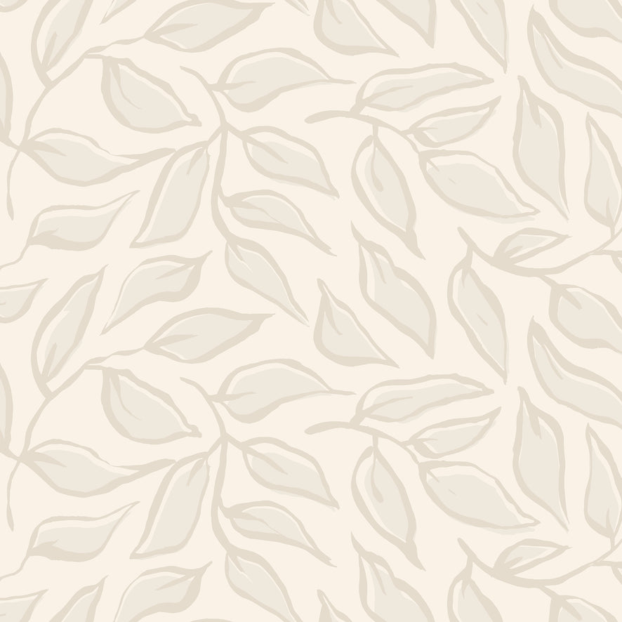 Scattered Leaf Wallpaper in Almond Latte