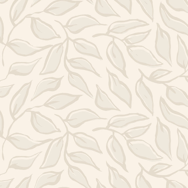 Scattered Leaf Wallpaper in Almond Latte