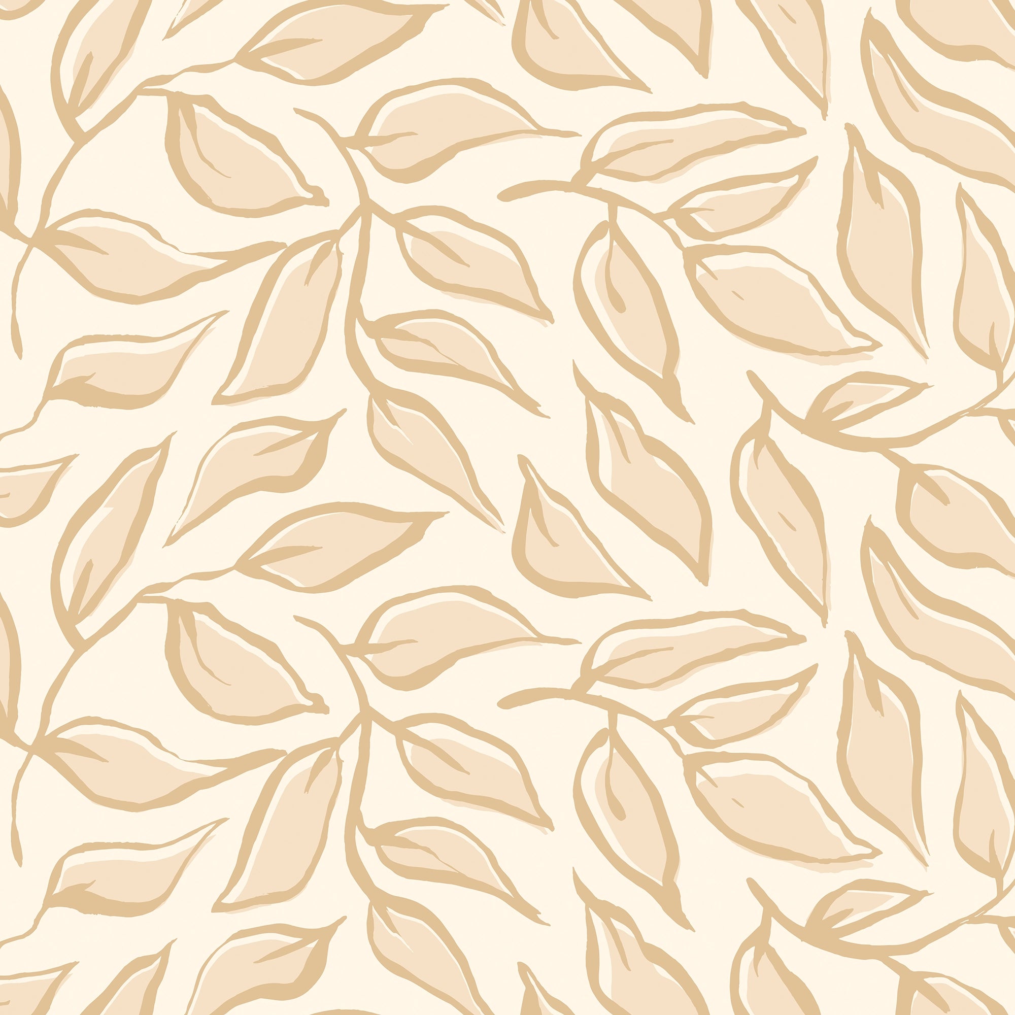 Scattered Leaf Wallpaper in Caramel Latte