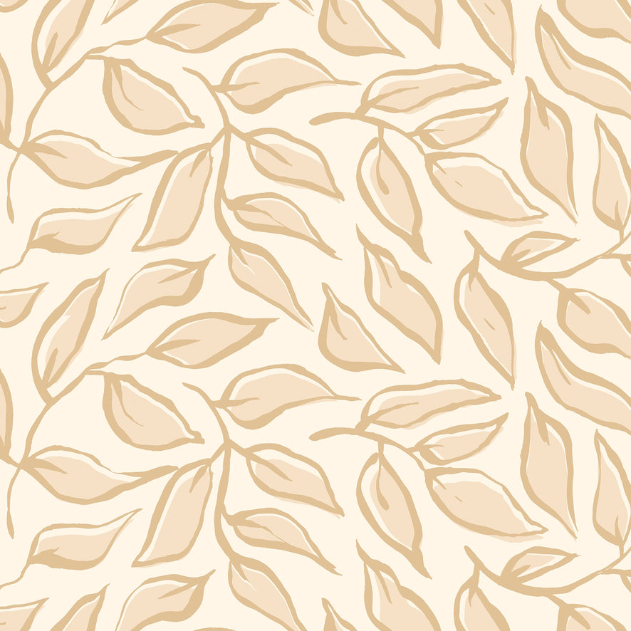 Scattered Leaf Wallpaper in Caramel Latte