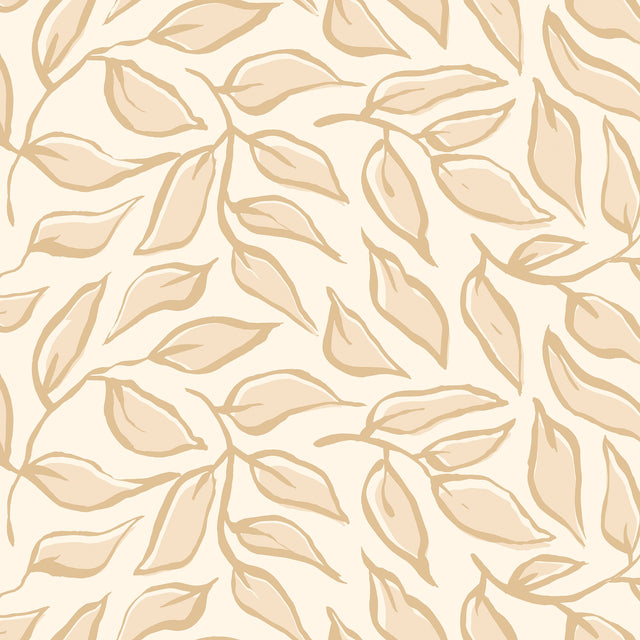 Scattered Leaf Wallpaper in Caramel Latte