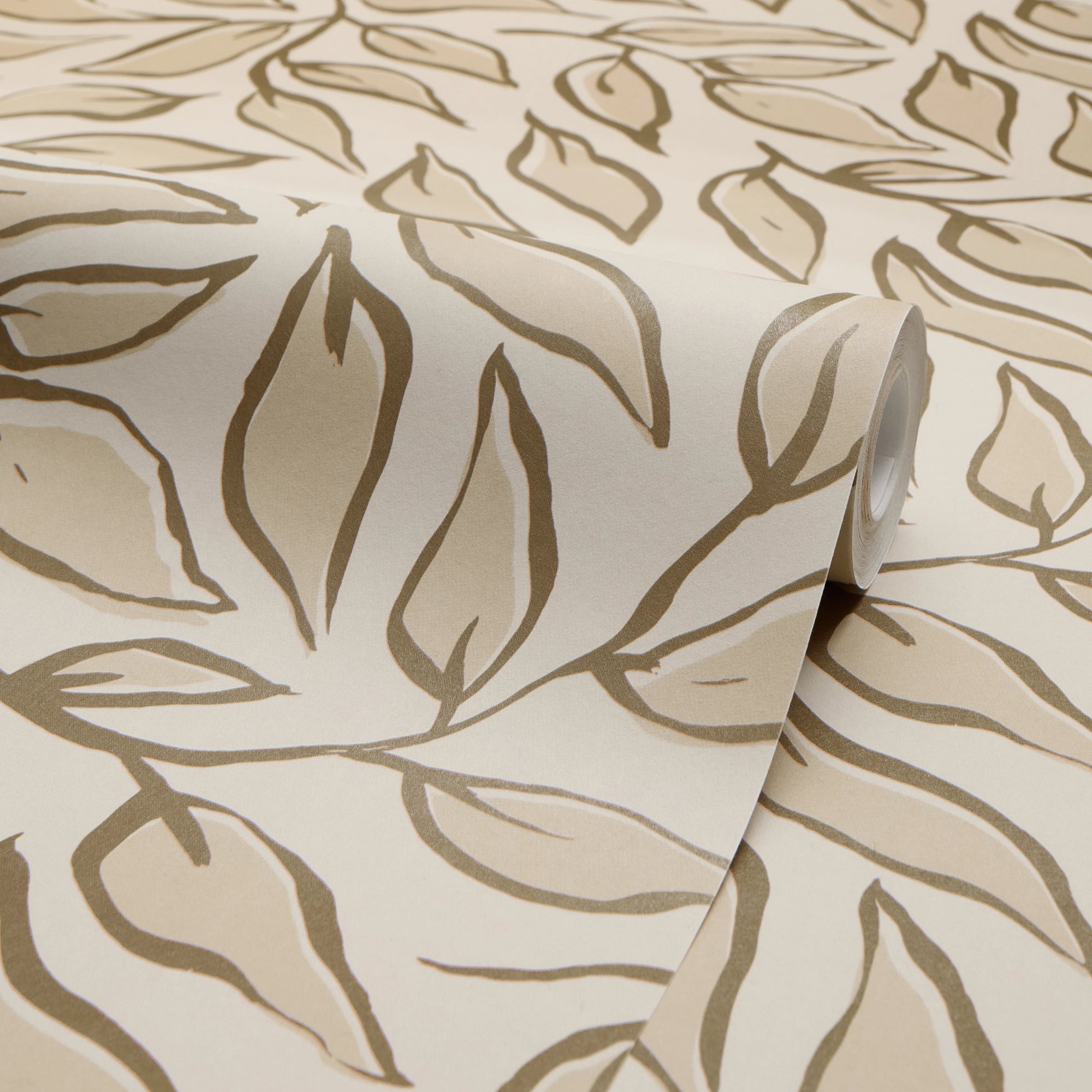 Scattered Leaf Wallpaper in Mocha