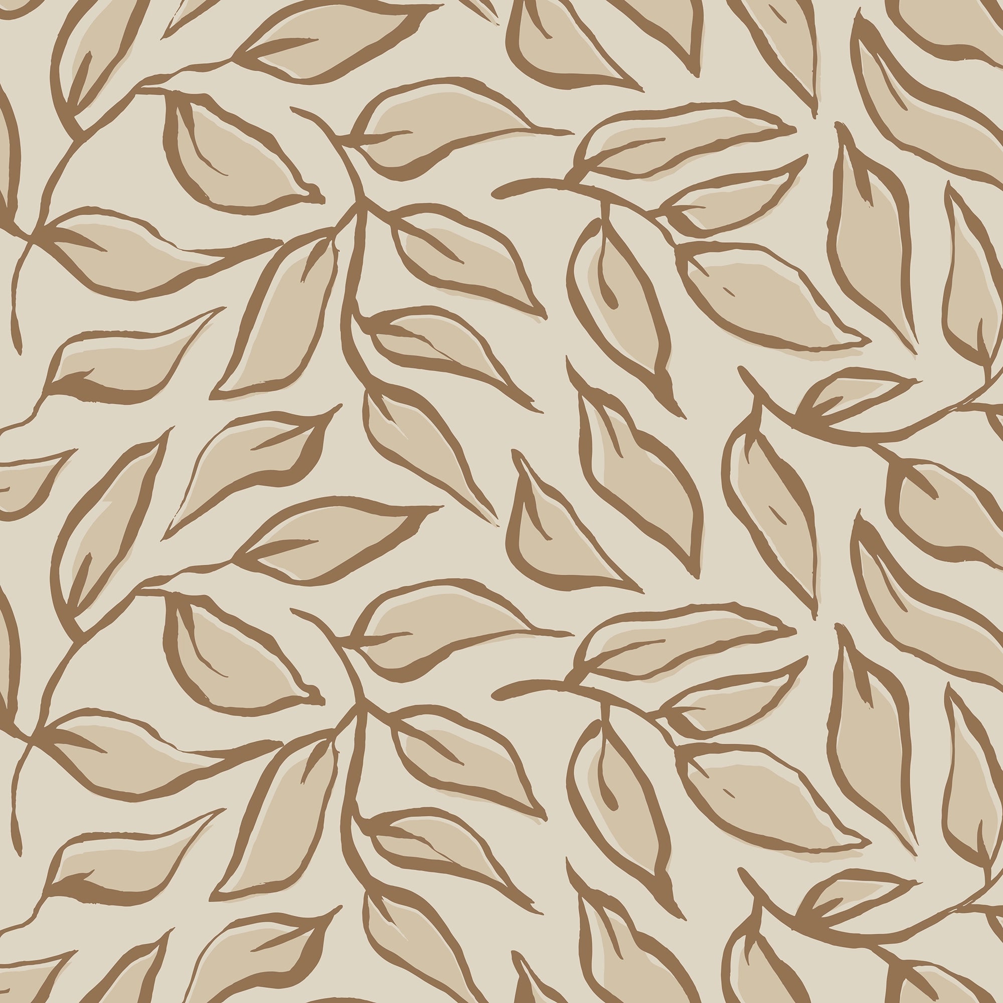 Scattered Leaf Wallpaper in Mocha