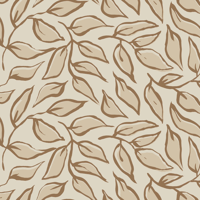 Scattered Leaf Wallpaper in Mocha