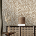 Scattered Leaf Wallpaper in Mocha