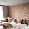 Scattered Leaf Wallpaper in Terracotta on Cream