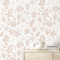 Seastars and Seashells Wallpaper in Light Terracotta