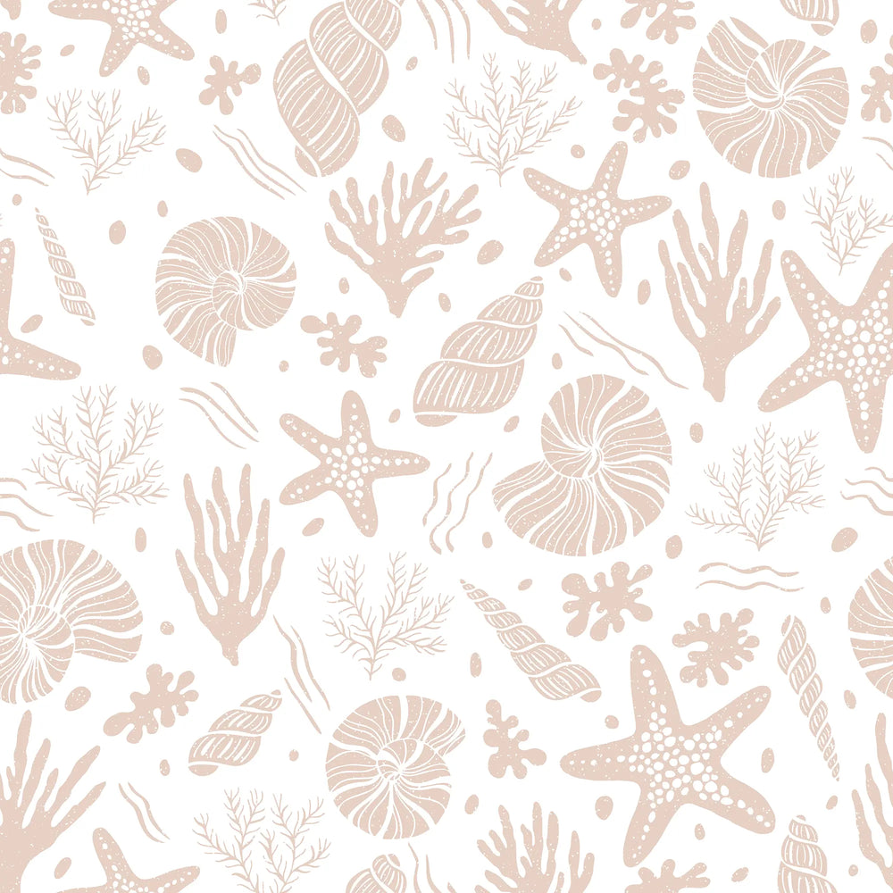 Seastars and Seashells Wallpaper in Light Terracotta