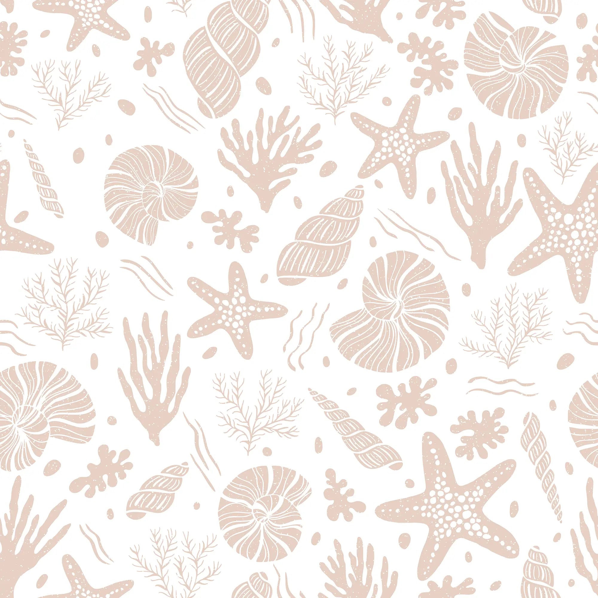 Seastars and Seashells Wallpaper in Light Terracotta