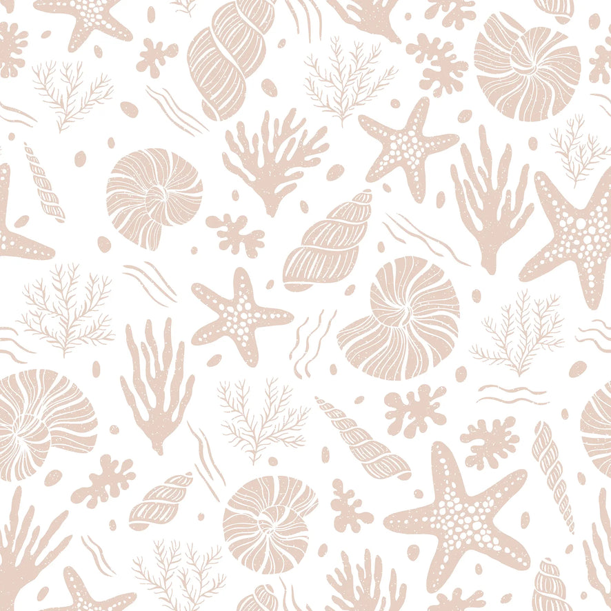 Seastars and Seashells Wallpaper in Light Terracotta