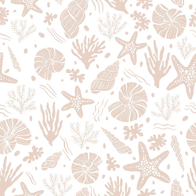 Seastars and Seashells Wallpaper in Light Terracotta