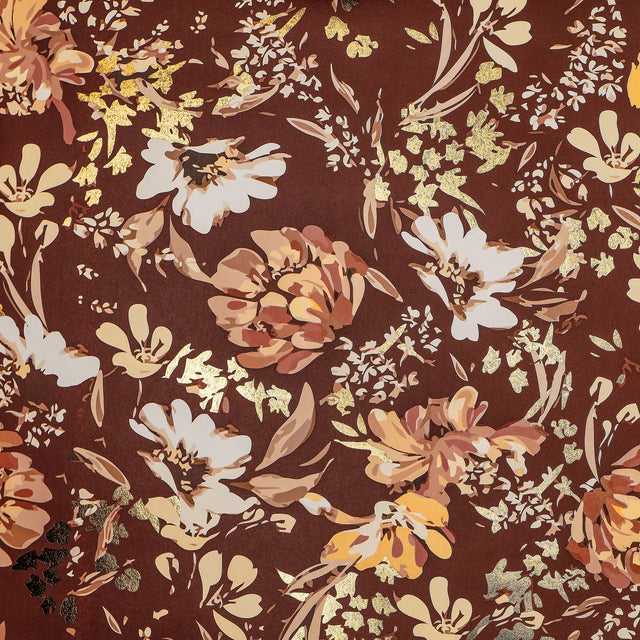 Shadow Garden Wallpaper in Burgundy with Gold Foil
