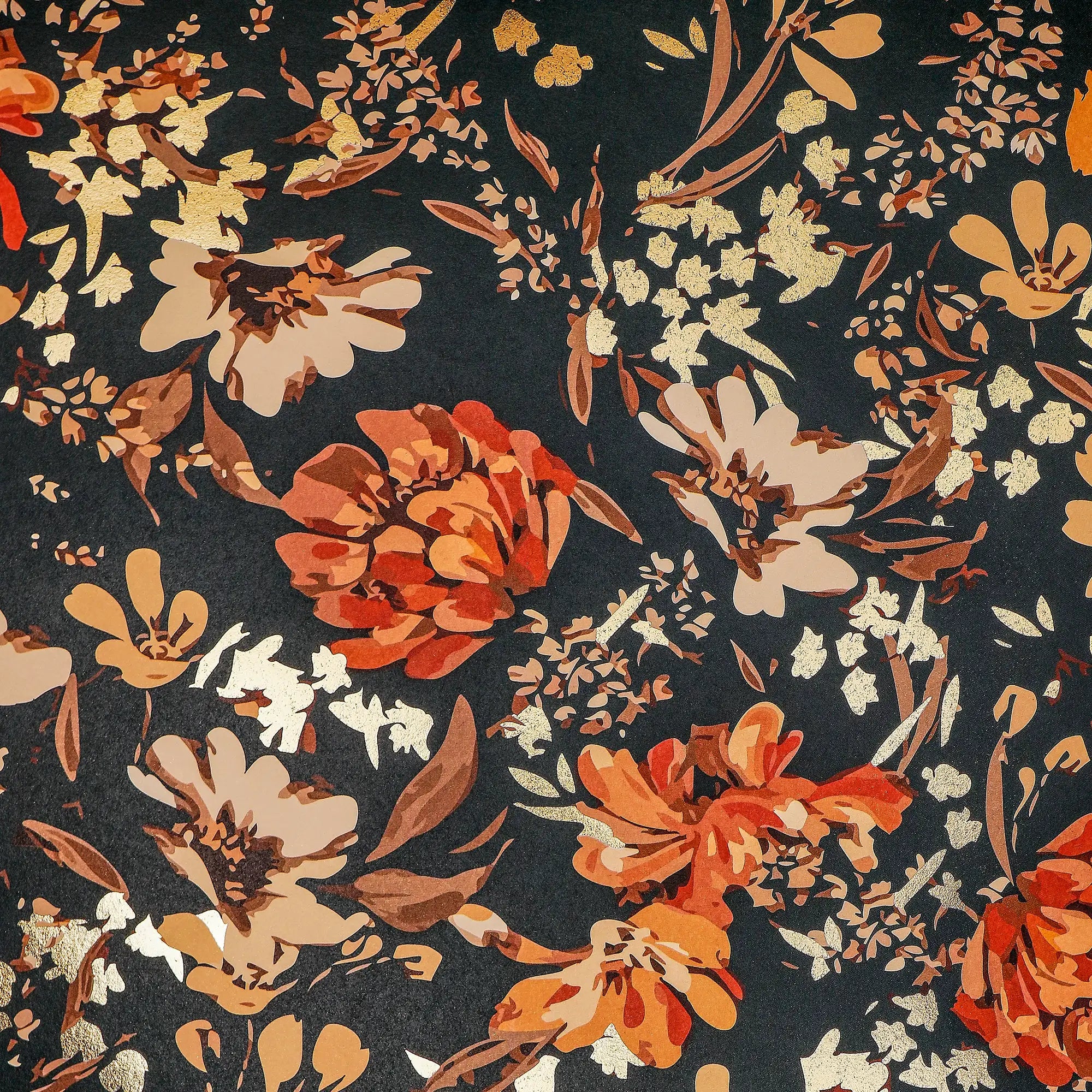 Shadow Garden Wallpaper in Navy with Gold Foil