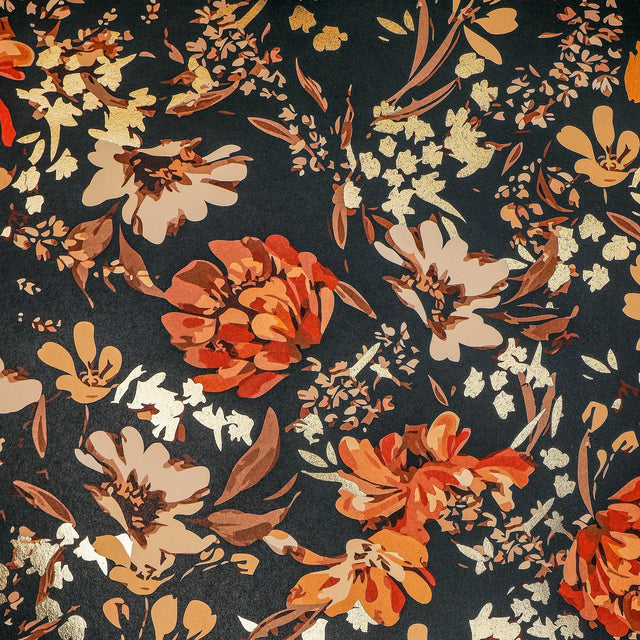Shadow Garden Wallpaper in Navy with Gold Foil