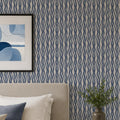 Sierra Wallpaper in Blue on Cream