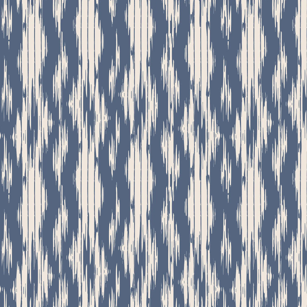 Sierra Wallpaper in Blue on Cream