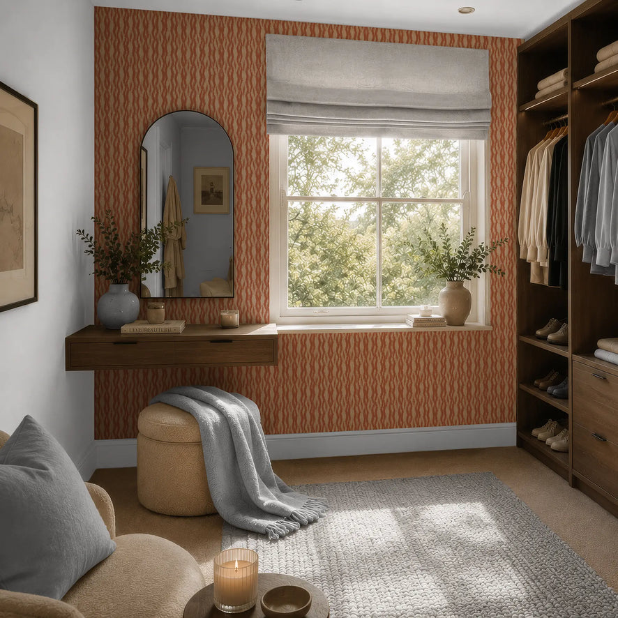 Sierra Wallpaper in Terracotta on Cream