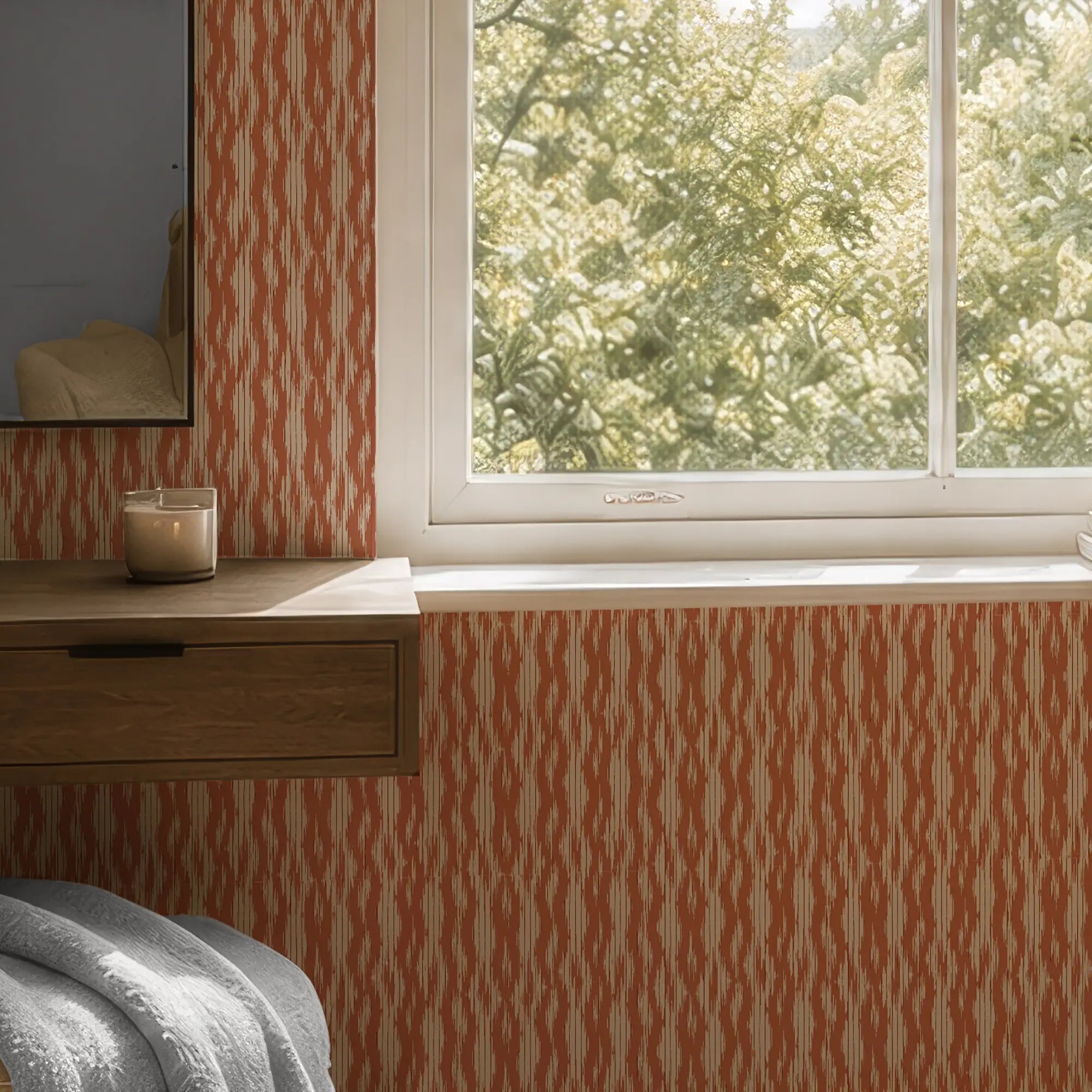 Sierra Wallpaper in Terracotta on Cream