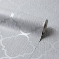 Soho Trellis Wallpaper in Silver with Silver Metallic