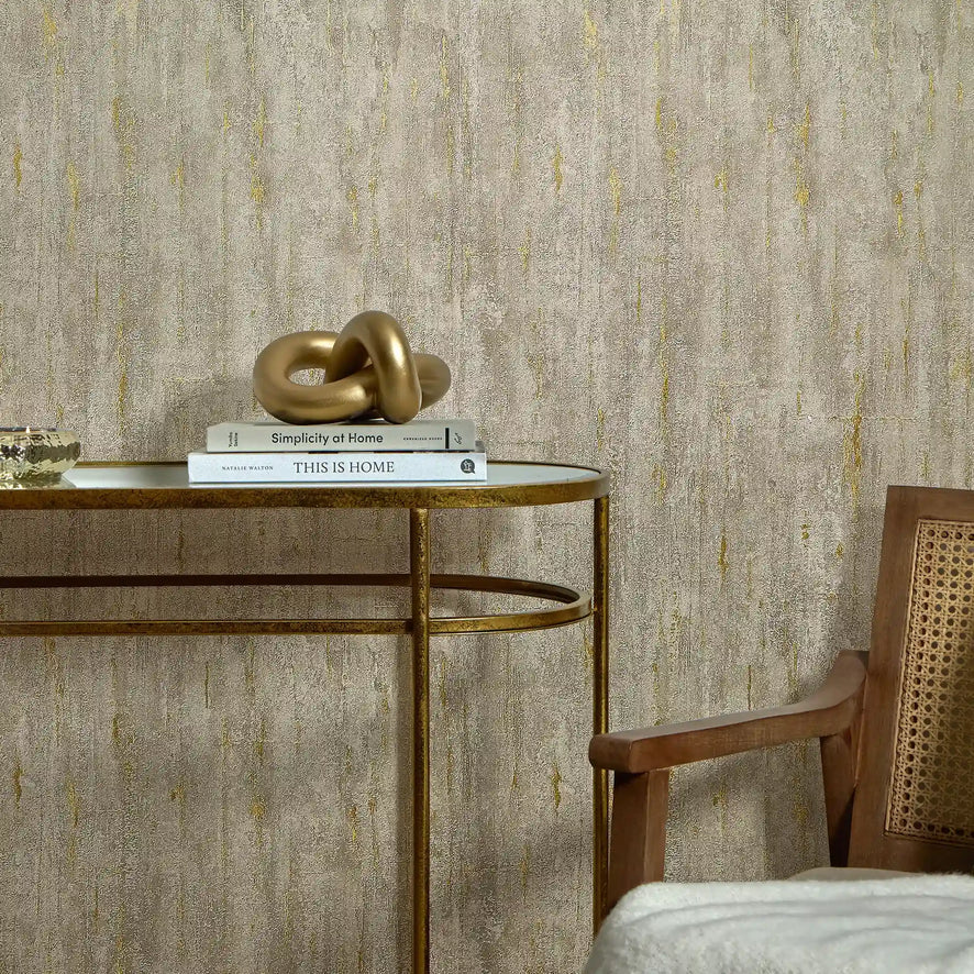 Sofia Wallpaper in Mocha with Gold Metallic