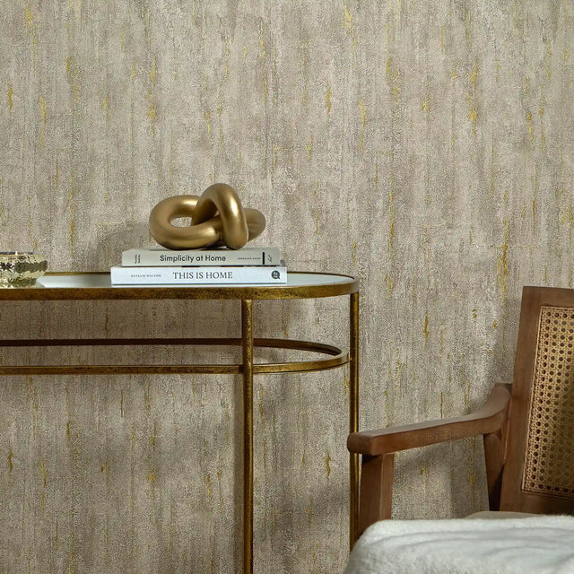 Sofia Wallpaper in Mocha with Gold Metallic
