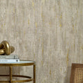 Sofia Wallpaper in Mocha with Gold Metallic