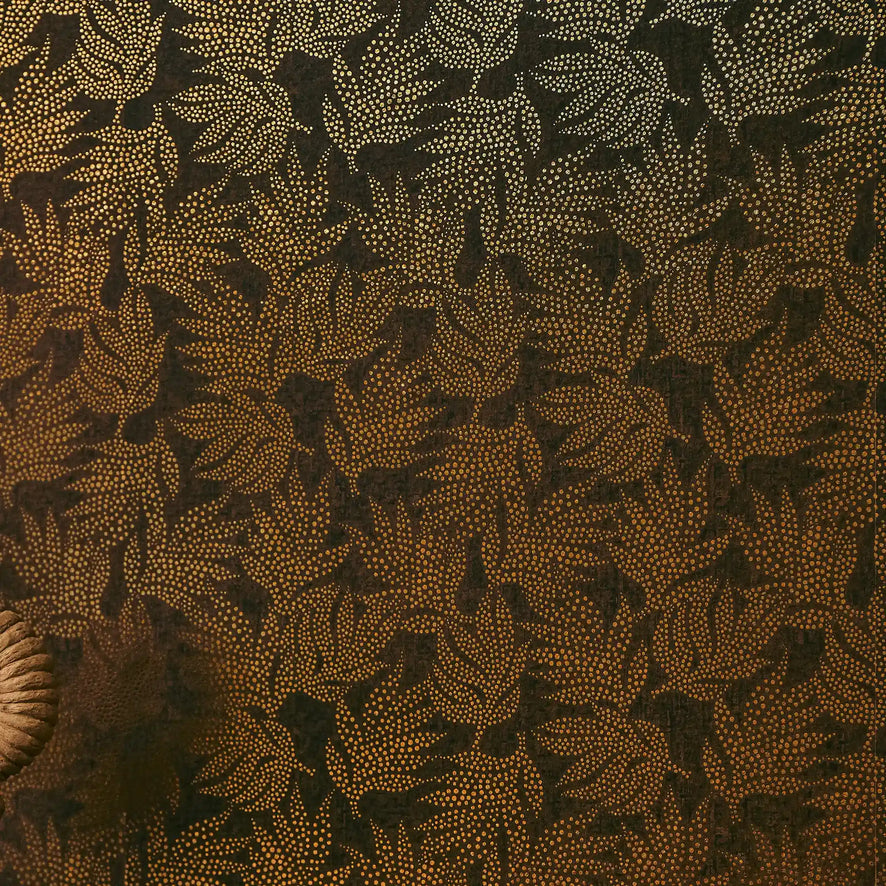 Speckled Leaf Wallpaper in Brown with Gold Foil