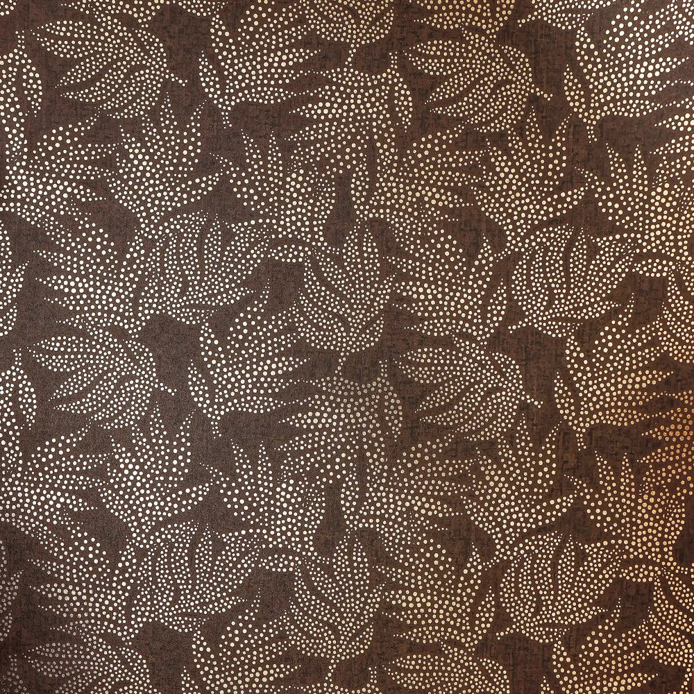 Speckled Leaf Wallpaper in Brown with Gold Foil