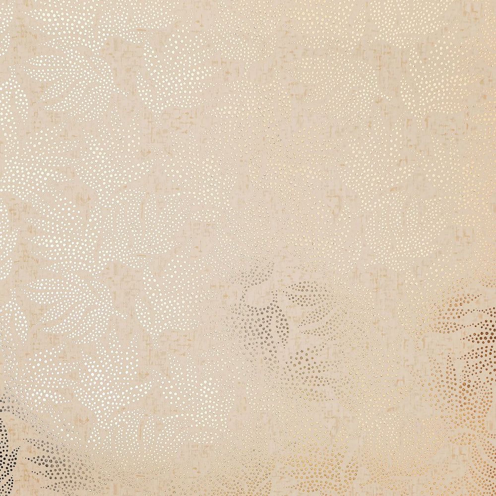 Speckled Leaf Wallpaper in Cream with Gold Foil