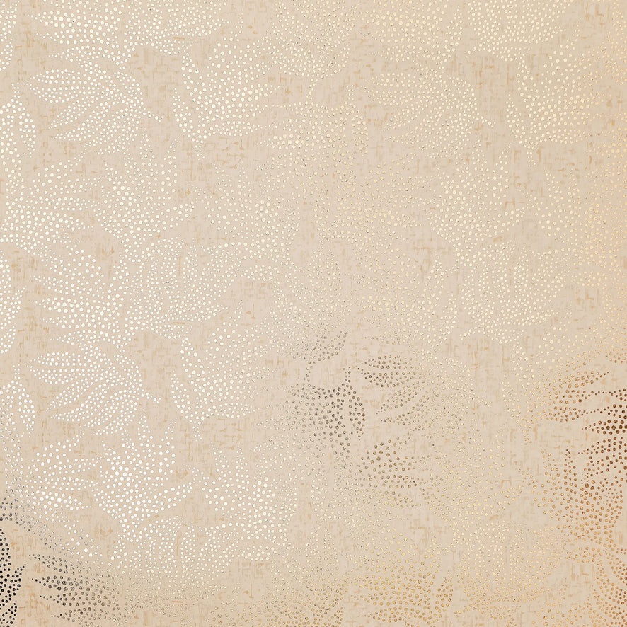 Speckled Leaf Wallpaper in Cream with Gold Foil