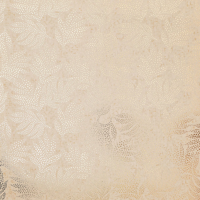 Speckled Leaf Wallpaper in Cream with Gold Foil