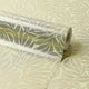Speckled Leaf Wallpaper in Greens with Gold Foil
