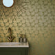 Speckled Leaf Wallpaper in Greens with Gold Foil