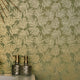 Speckled Leaf Wallpaper in Greens with Gold Foil