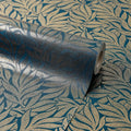 Speckled Leaf Wallpaper in Navy with Gold Foil
